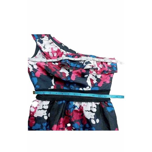 KENSIE Women’s Size 4 One Shoulder Floral Shift Dress Multi Color Pink Blue - Picture 3 of 6